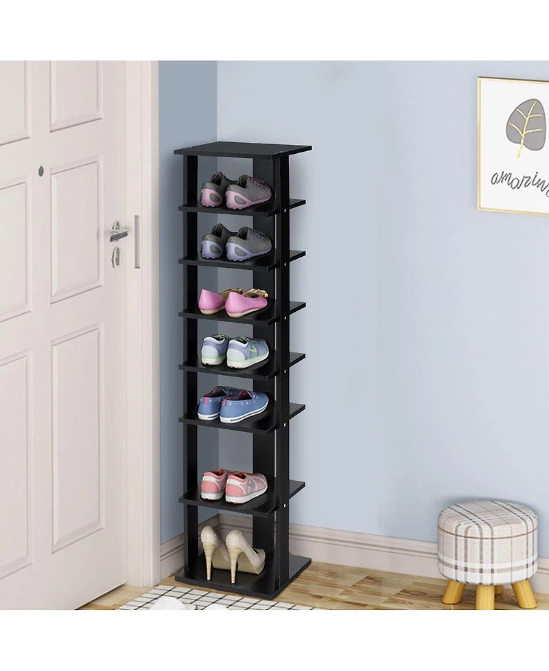 7-Tier Wooden Shoe Rack Organizer for Entryway or Closet Storage