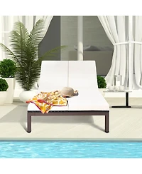 2-Person Patio Rattan Lounge Chair with Adjustable Backrest