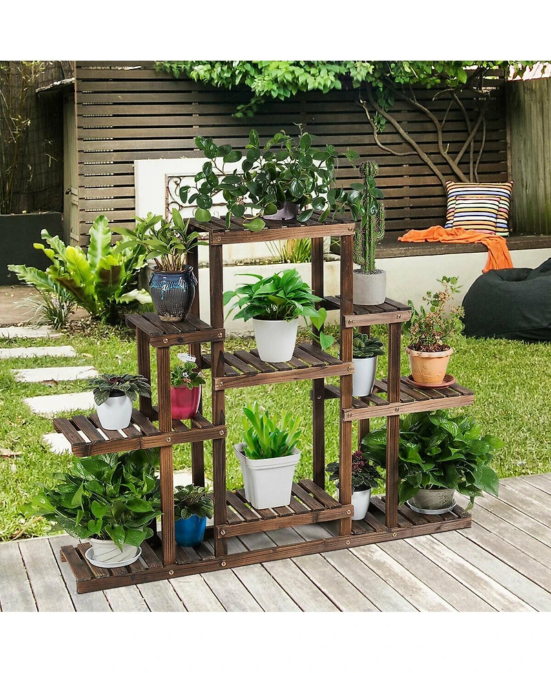 6-Tier Flower Wood Stand Plant Display Rack Storage Shelf