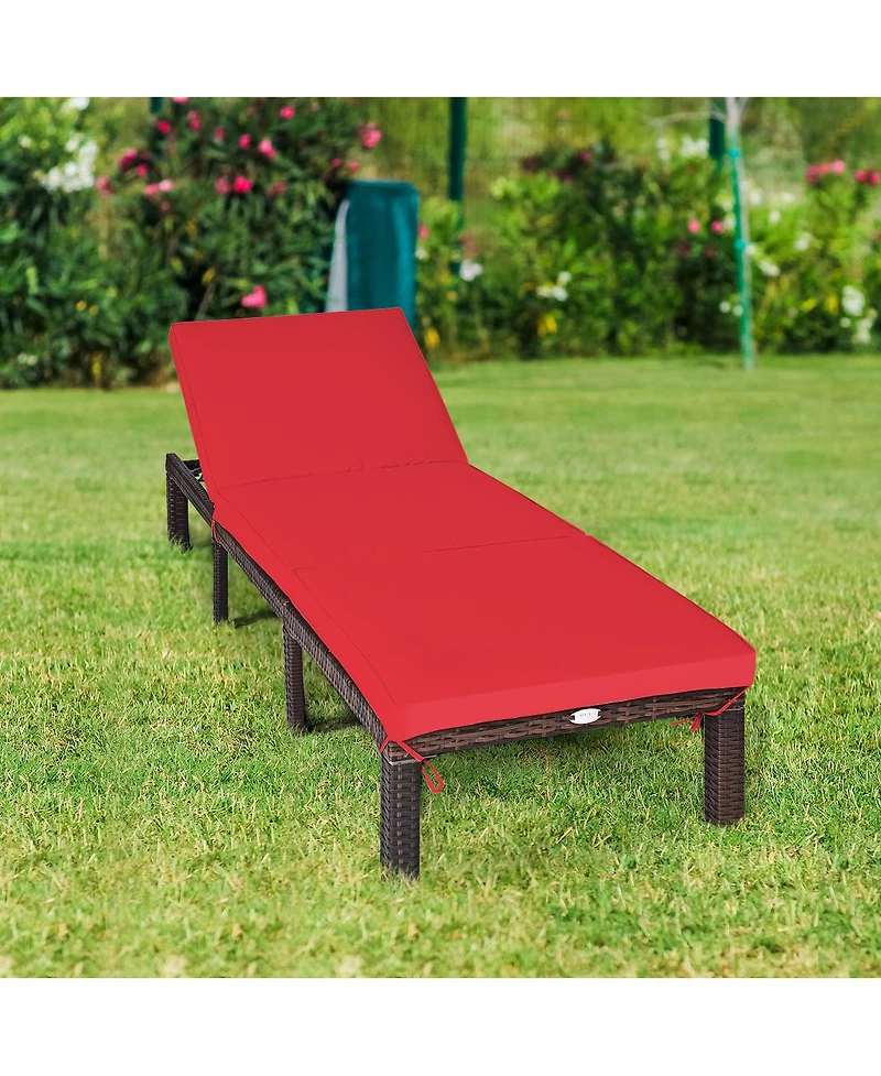 Outdoor Rattan Adjustable Cushioned Chaise