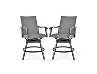 2 Pieces Patio Swivel Bar Chair Set with 4D Air Fiber Cushion