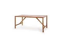 67 Inch Patio Rectangle Acacia Wood Dining Table with Umbrella Hole