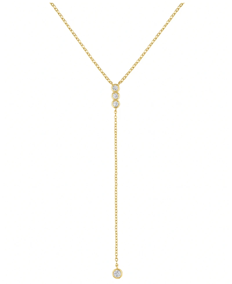 Ben Oni Gold-Tone Cubic Zirconia Bezel Lariat Necklace