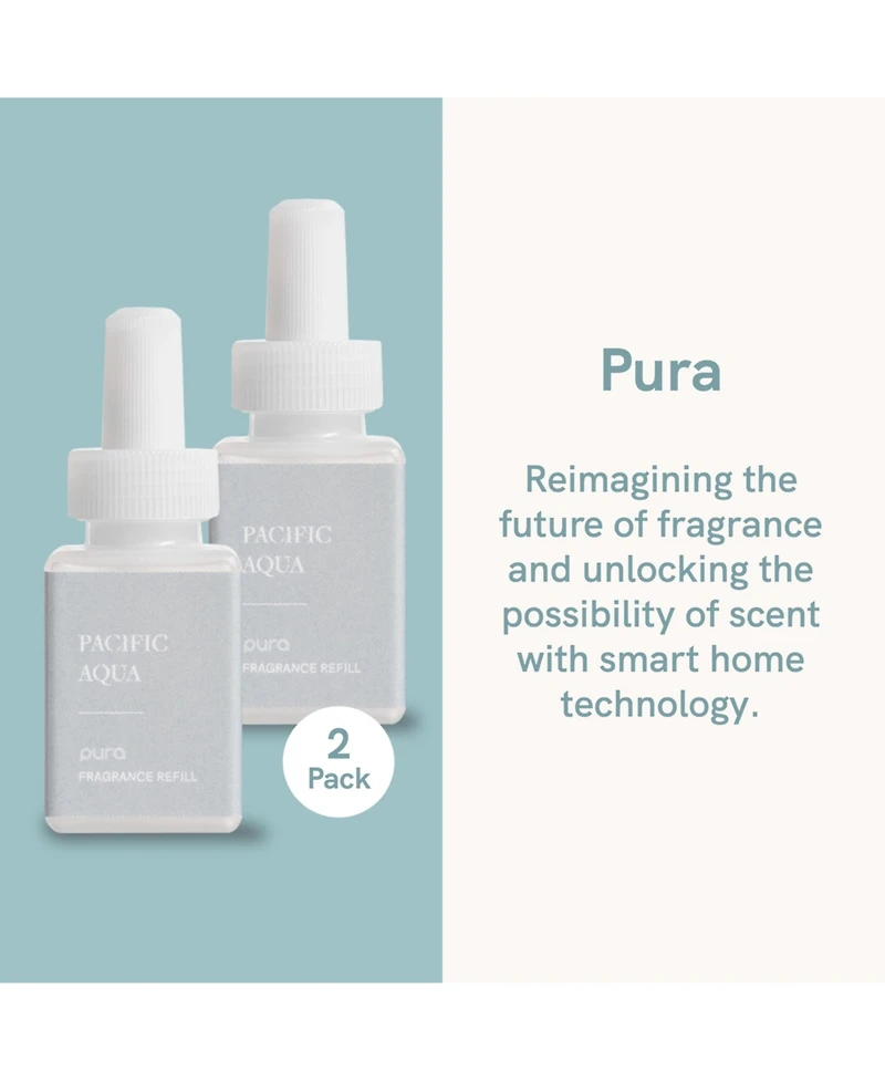 Pura - Pacific Aqua Smart Home Air Diffuser Fragrance- Smart Home Scent Refill - Up to 120-Hours of Premium Fragrance per Refill