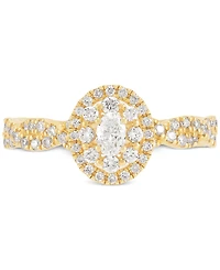 Diamond Oval Halo Twist Band Engagement Ring (3/4 ct. t.w.) in 14k Gold