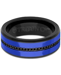 Triton Men's Black Sapphire & Ceramic Wedding Band (1/4 ct. t.w.) Tungsten Carbide