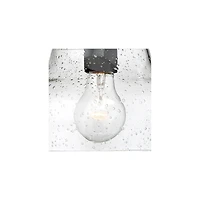 Nobel Modern Outdoor Wall Light Fixture Black Steel 10" Clear Seedy Glass Motion Sensor Dusk to Dawn for Exterior House Porch Patio Outside Deck Garag