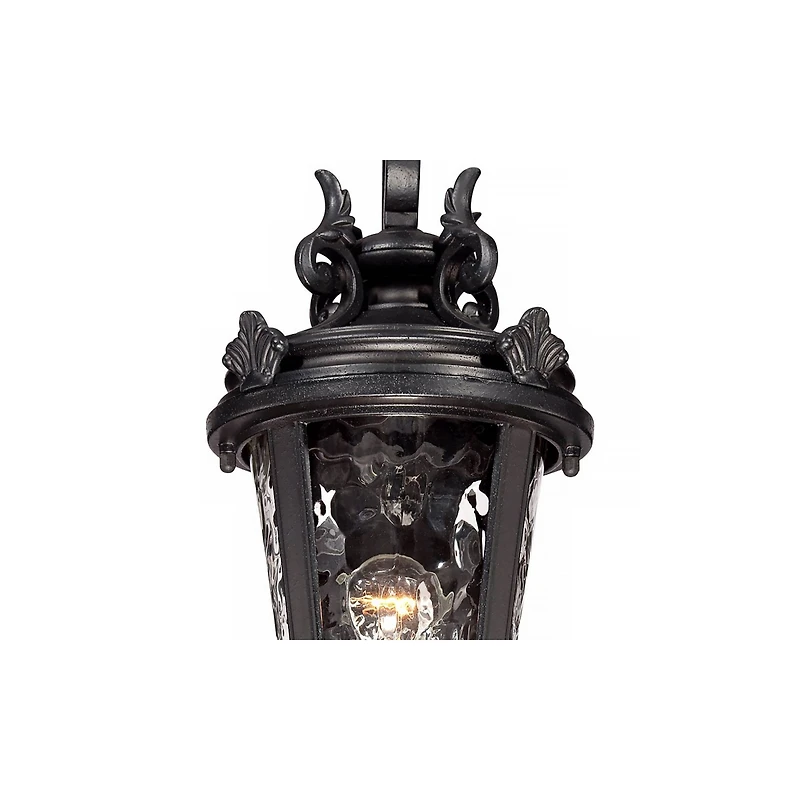 John Timberland Casa Marseille Vintage Rustic Outdoor Wall Light Fixture Black Scroll 19" Clear Hammered Glass for Post Exterior Barn Deck House