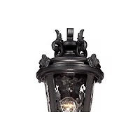 John Timberland Casa Marseille Vintage Rustic Outdoor Wall Light Fixture Black Scroll 19" Clear Hammered Glass for Post Exterior Barn Deck House
