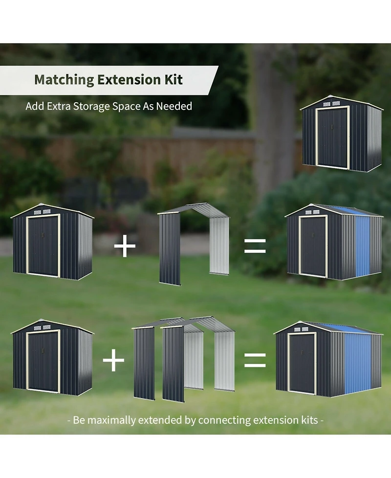 Outdoor Storage Shed Extension Kit for 7 Feet Shed Width