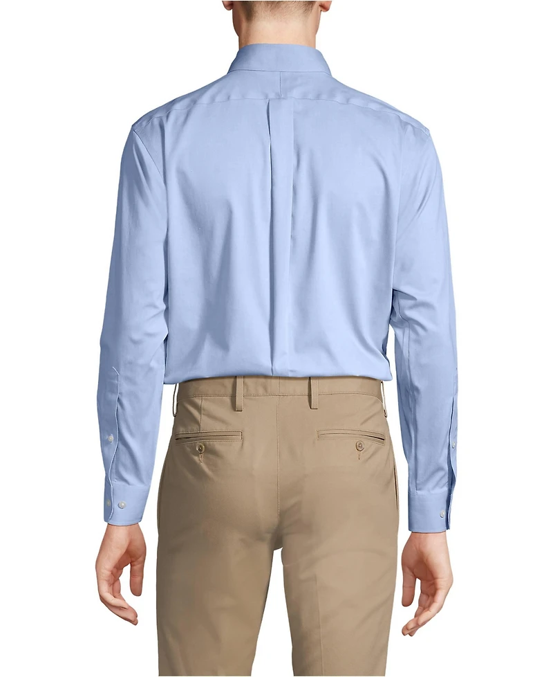 Lands' End Big & Tall Traditional Fit Solid No Iron Supima Pinpoint Buttondown Collar Dress Shirt