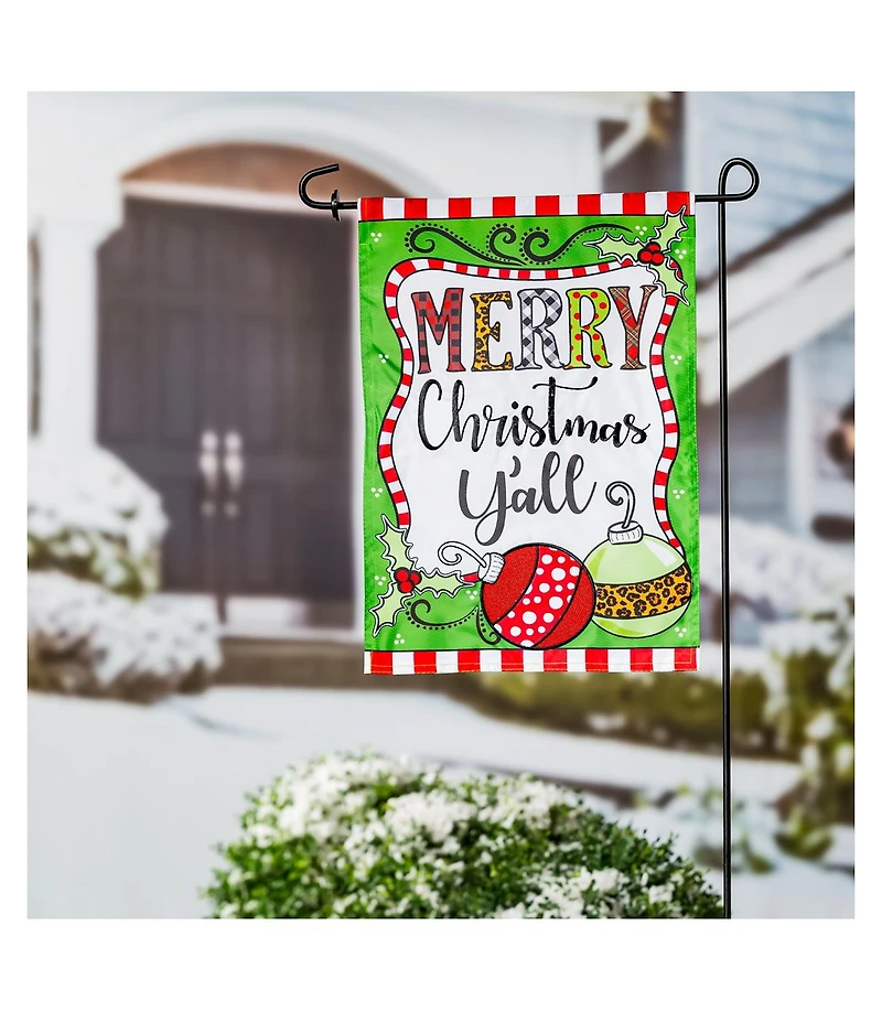 Merry Christmas Y'all Garden Applique Flag