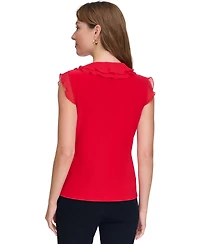 Tommy Hilfiger Women's Ruffled Mixed-Media Top