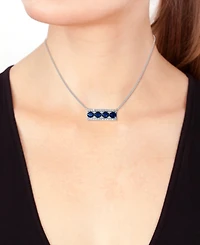 Effy Pink Sapphire (1-1/2 ct. t.w.), White Sapphire (1/20 ct.t.w.) & Diamond (1/3 ct. t.w.) Bar 18" Pendant Necklace in 14k Gold (Also in Blue Sapphir
