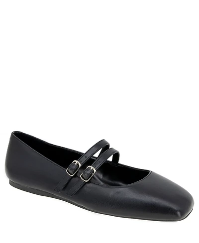 BCBGeneration Women's Harisa Slip-On Buckle Square Toe Mary Jane Ballet Flats