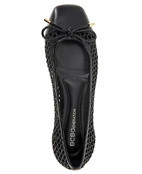 BCBGeneration Women's Hartly Woven Raffia Square Toe Ballet Flats