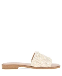 BCBGeneration Women's Lonnie Pearl Raffia Slide Flat Sandals