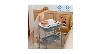 Portable Baby Changing Table with Storage Basket and Shelves