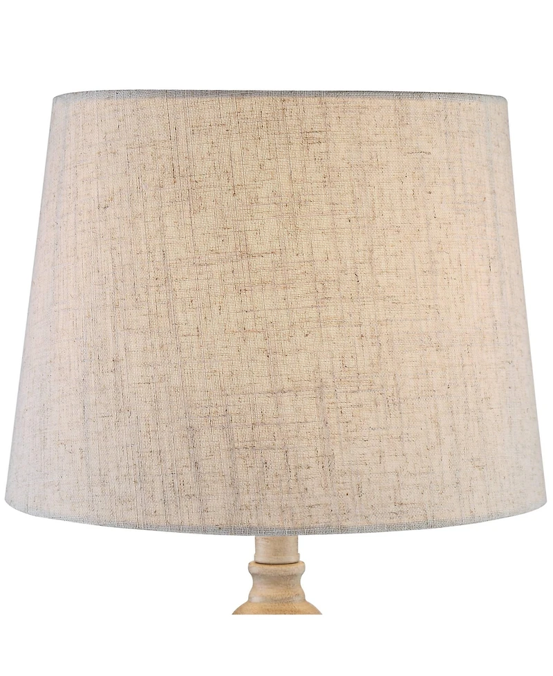 360 Lighting Claude Rustic Farmhouse Accent Table Lamps 21" High Set of 2 Beige Washed Linen Drum Shade for Bedroom Living Room Bedside Nightstan