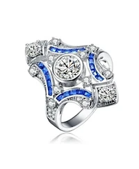 Genevive Sterling Silver Baguette Round Cubic Zirconia Modern Ring