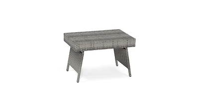 Folding Pe Rattan Side Coffee Table Patio Garden Furniture