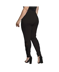 Women's Plus Interlaced Mesh Leggings With Side Pockets