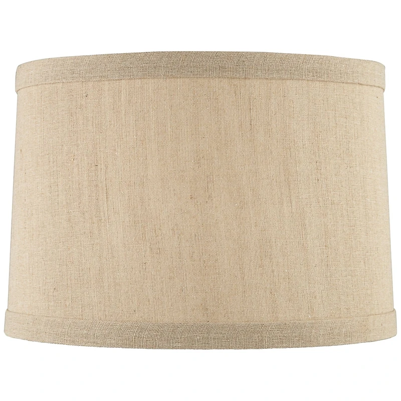 Springcrest Taupe Linen Small Hardback Drum Lamp Shade 15" Top x 16" Bottom x 11" Slant x 11" High (Spider) Replacement with Harp