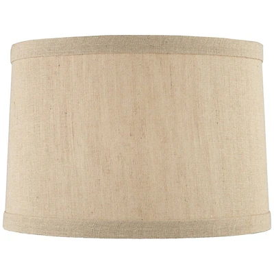 Springcrest Taupe Linen Small Hardback Drum Lamp Shade 15" Top x 16" Bottom x 11" Slant x 11" High (Spider) Replacement with Harp