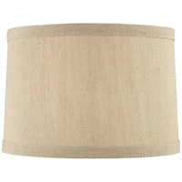 Springcrest Taupe Linen Small Hardback Drum Lamp Shade 15" Top x 16" Bottom x 11" Slant x 11" High (Spider) Replacement with Harp