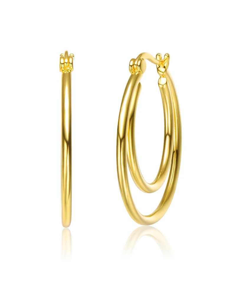 14K Gold Plated Double stack Hoop Earrings