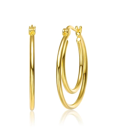 14K Gold Plated Double stack Hoop Earrings