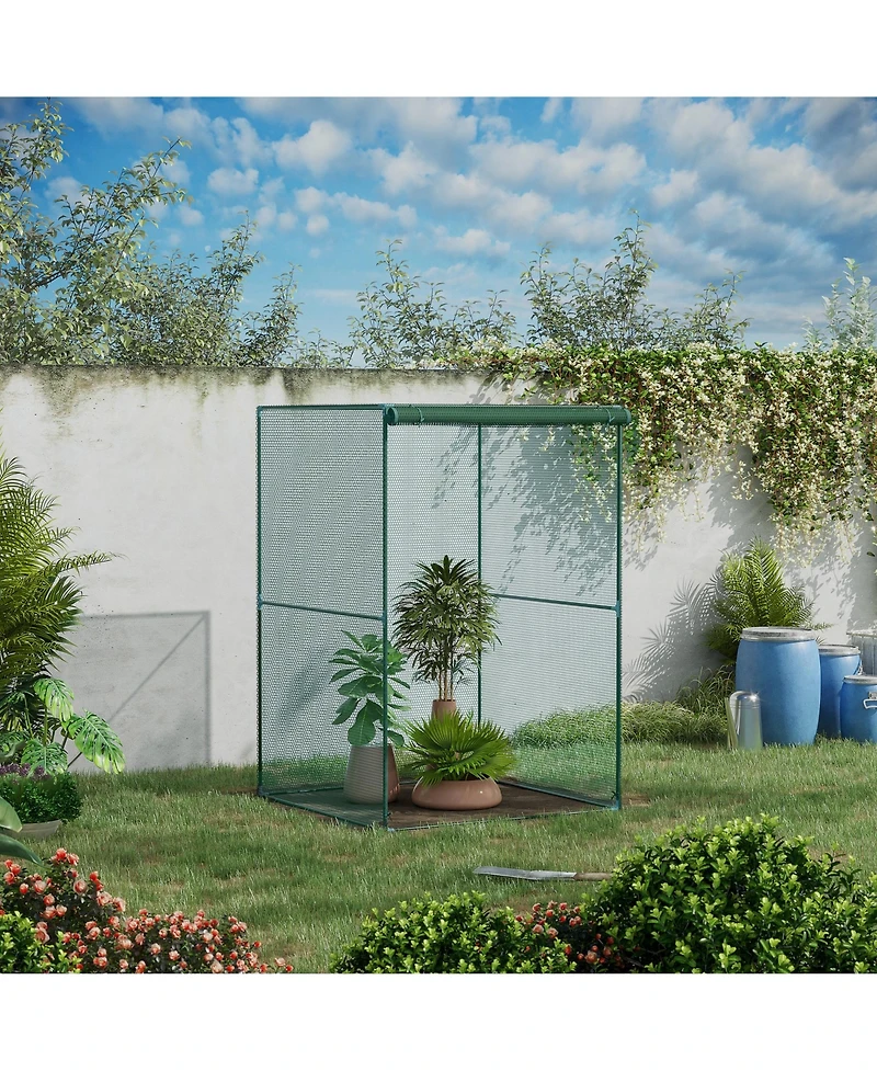 Outsunny 4' x 4' Walk-in Crop Cage, Plant Protectors with Door,