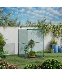Outsunny 4' x 4' Walk-in Crop Cage, Plant Protectors with Door,