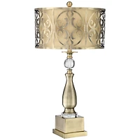 Possini Euro Design Doris Traditional Table Lamp 30 1/2" Tall Brass Candlestick Openwork Double Drum Shades for Bedroom Living Room Bedside Night