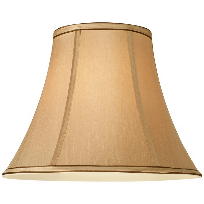 Springcrest Tan and Brown Medium Bell Lamp Shade 7" Top x 14" Bottom x 11" High (Spider) Replacement with Harp and Finial