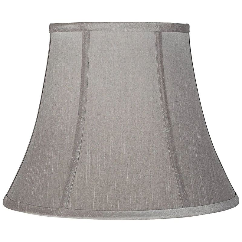 Springcrest Pewter Gray Medium Bell Lamp Shade 8" Top x 14" Bottom x 11" Slant x 10.5" High (Spider) Replacement with Harp and Fin