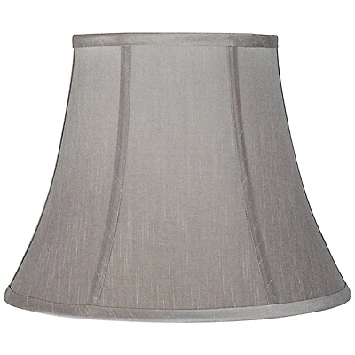 Springcrest Pewter Gray Medium Bell Lamp Shade 8" Top x 14" Bottom x 11" Slant x 10.5" High (Spider) Replacement with Harp and Fin