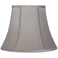 Springcrest Pewter Gray Medium Bell Lamp Shade 8" Top x 14" Bottom x 11" Slant x 10.5" High (Spider) Replacement with Harp and Fin