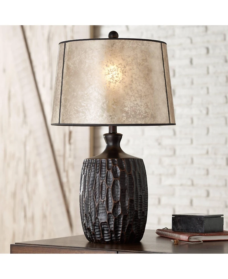 Franklin Iron Works Kelly 25 1/2" High Farmhouse Rustic Table Lamp Brown Single Mice Shade Living Room Bedroom (Colors May Vary)