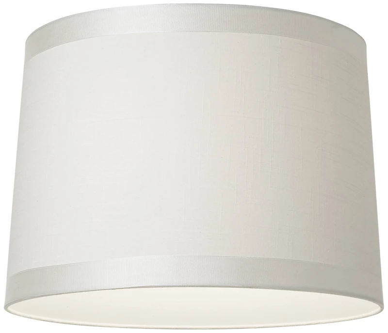 Springcrest Off-White Fabric Medium Drum Lamp Shade 13" Top x 14" Bottom x 10" High (Spider) Replacement with Harp and Finial