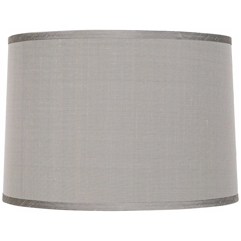 Springcrest Platinum Gray Dupioni Medium Lamp Shade 15" Top x 16" Bottom x 11" High (Spider) Replacement with Harp and Finial