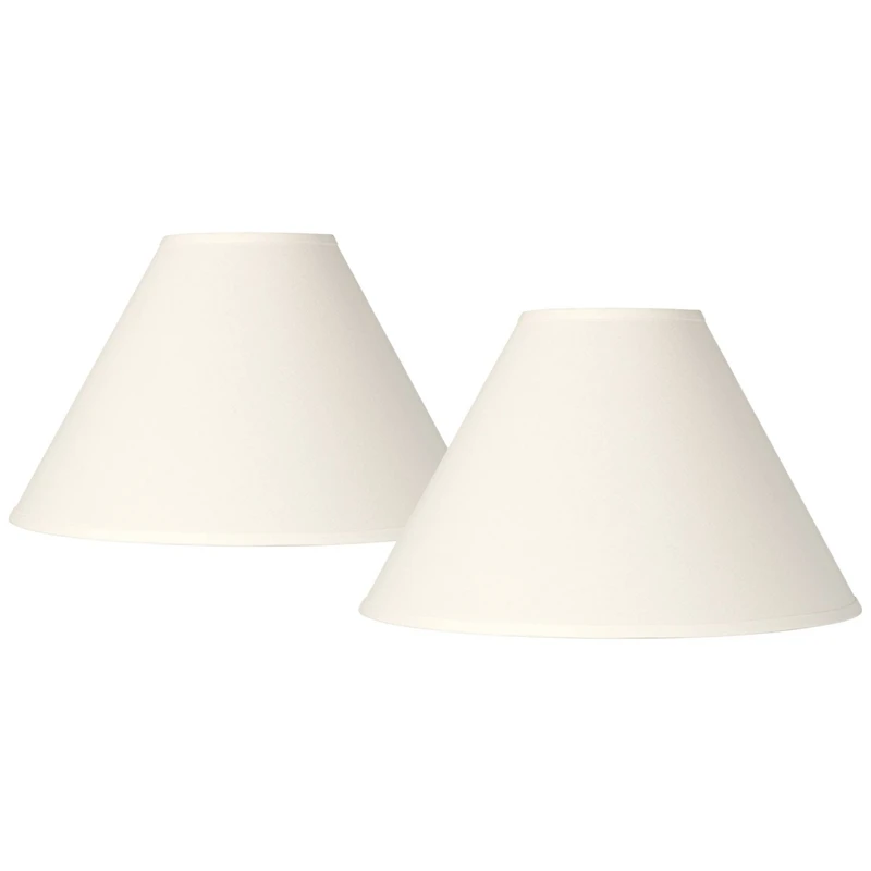 Springcrest Set of 2 Empire Lamp Shades White Linen Chimney Large 6" Top x 17" Bottom x 10" High Spider Harp and Finial Fitting