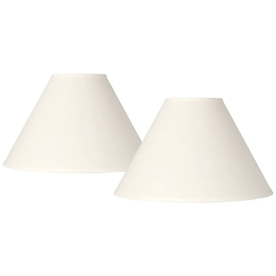 Springcrest Set of 2 Empire Lamp Shades White Linen Chimney Large 6" Top x 17" Bottom x 10" High Spider Harp and Finial Fitting