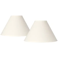 Springcrest Set of 2 Empire Lamp Shades White Linen Chimney Large 6" Top x 17" Bottom x 10" High Spider Harp and Finial Fitting