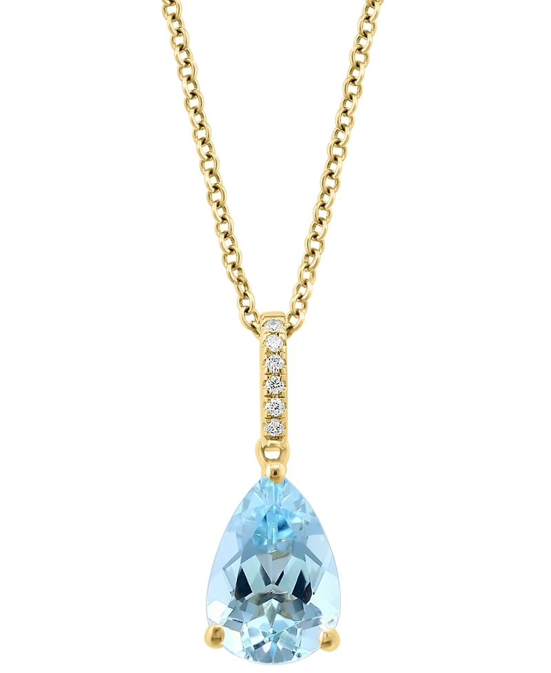 Effy Aquamarine (1-1/2 ct. t.w.) & Diamond Accent 18" Pendant Necklace in 14k Gold