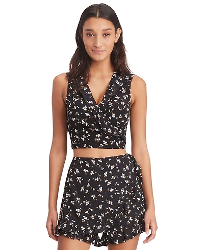 Tommy Jeans Women's Floral-Print Cropped Ruffled Top