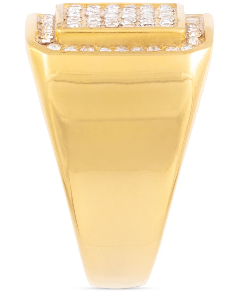 Legacy for Men by Simone I. Smith Men's Crystal Square Cluster Ring Gold-Tone Ion-Plated Stainless Steel