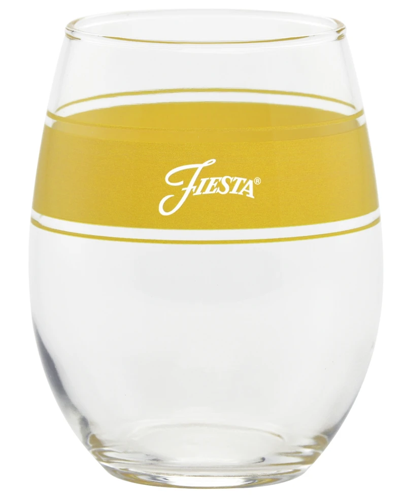 Fiesta Bright Frame 15 Ounce Stemless Wine Glass, Set of 4