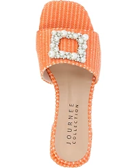 Journee Collection Women's Justina Ornamented Raffia Slide Sandals