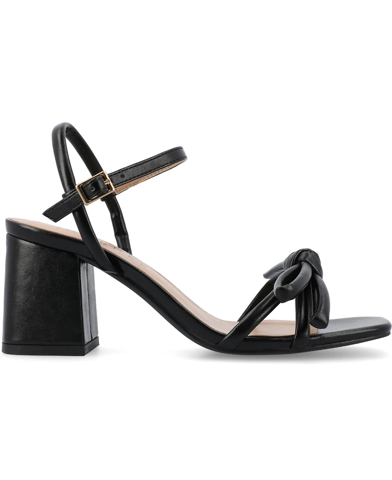 Journee Collection Women's Meryl Bow Block Heel Dress Sandals